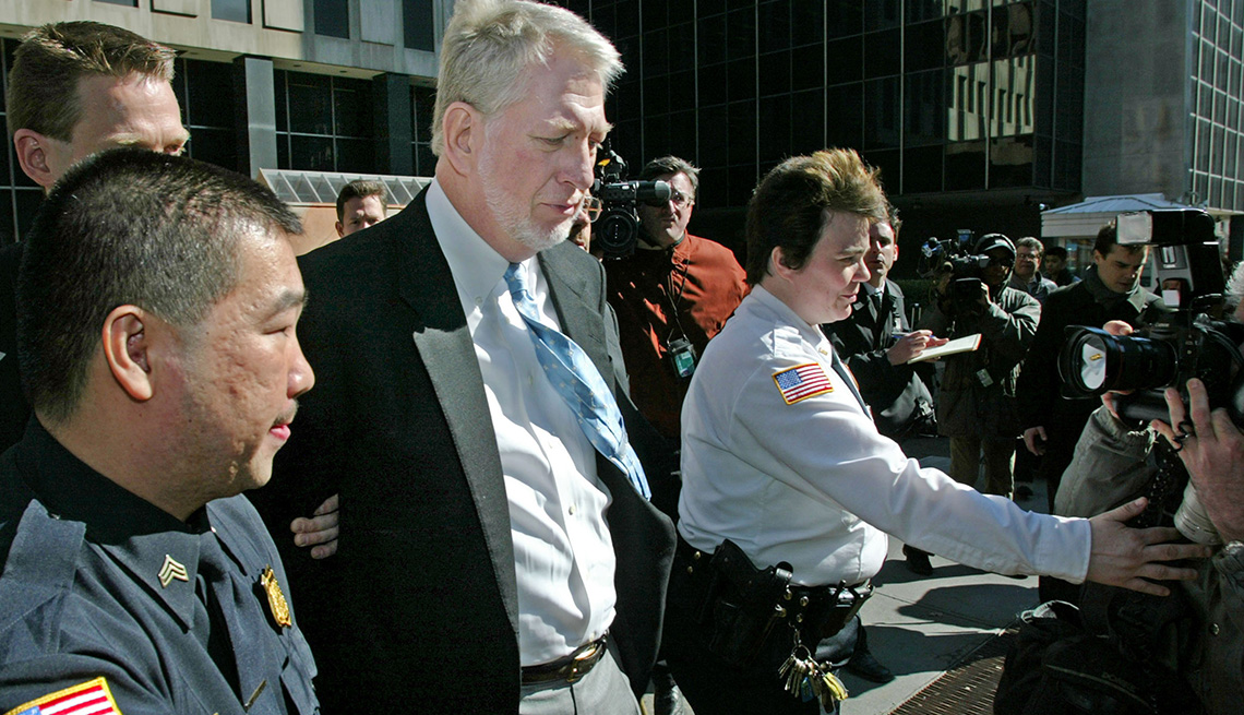Former executive Bernie Ebbers leaves the federal building for an arraignment in custody March 3, 2004 in New York City. 